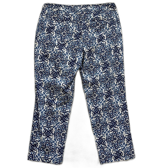 Milly patterned crop pants navy blue blue white size 4 - Picture 6 of 6